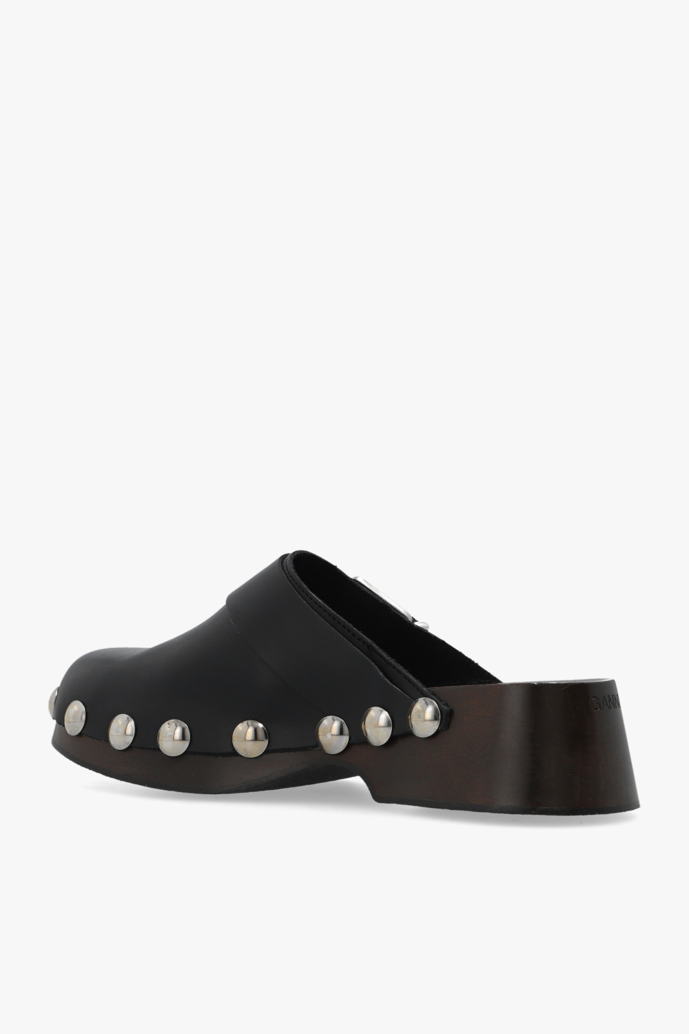 ☆送料・関税込☆GANNI★STUDDED LEATHER MULE★ Ganni // Brown Leather Retro Studded Wooden Mule – VSP